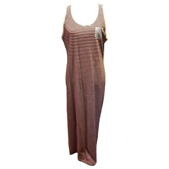 Tommy Hilfiger Sleeveless Striped Tank Dress Maxi Red Navy White SZ M American - Picture 1 of 7
